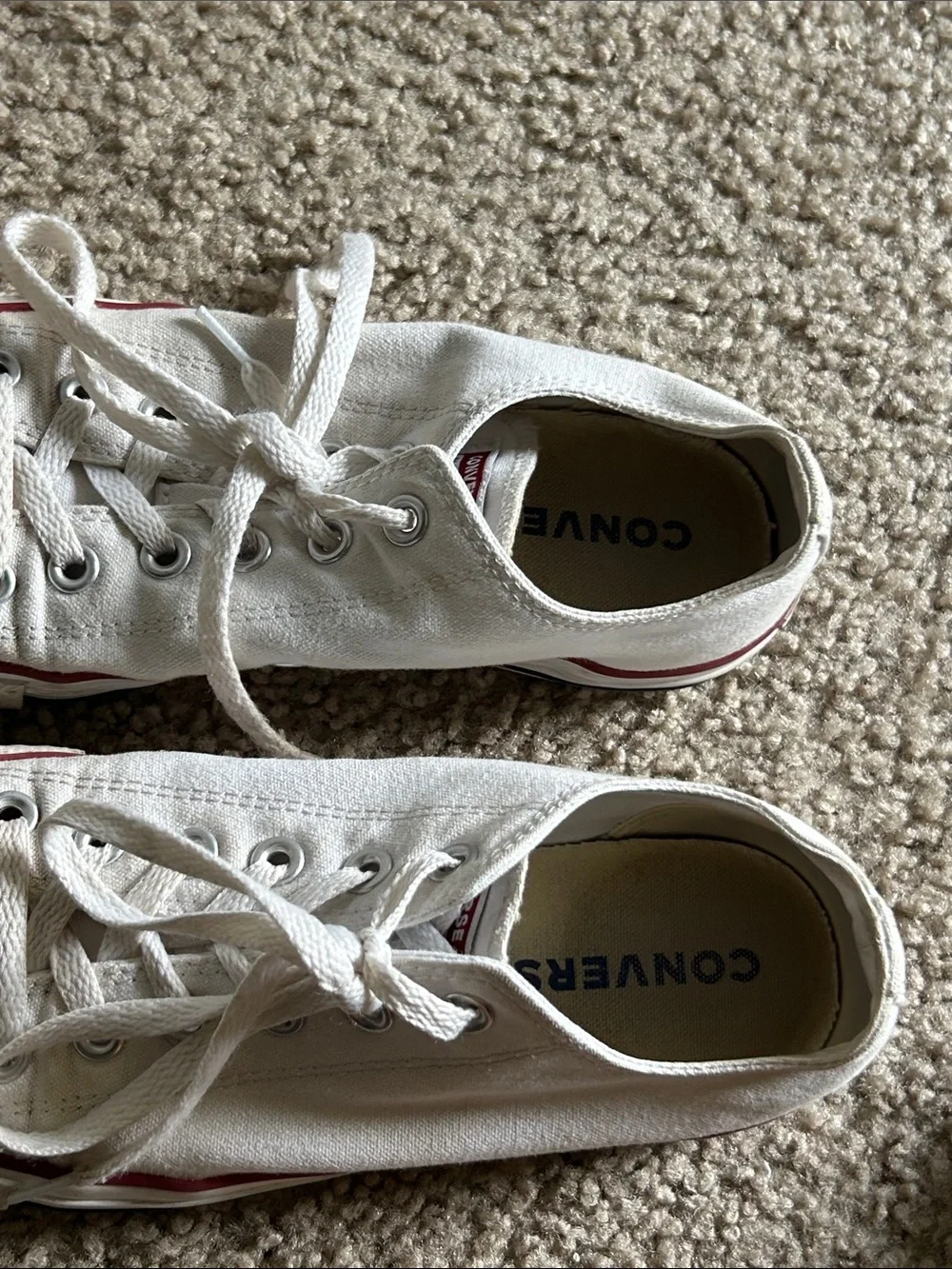 Converse White Low-Top Sneakers with Red Stripe - Picture 3 of 7